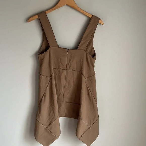 PROENZA SCHOULER White Label Plunge Rumpled Pique Top In Khaki - Picture 3 of 11